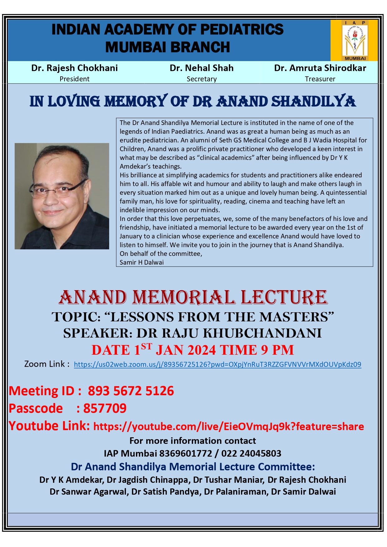 ANAND MEMORIAL LECTURE