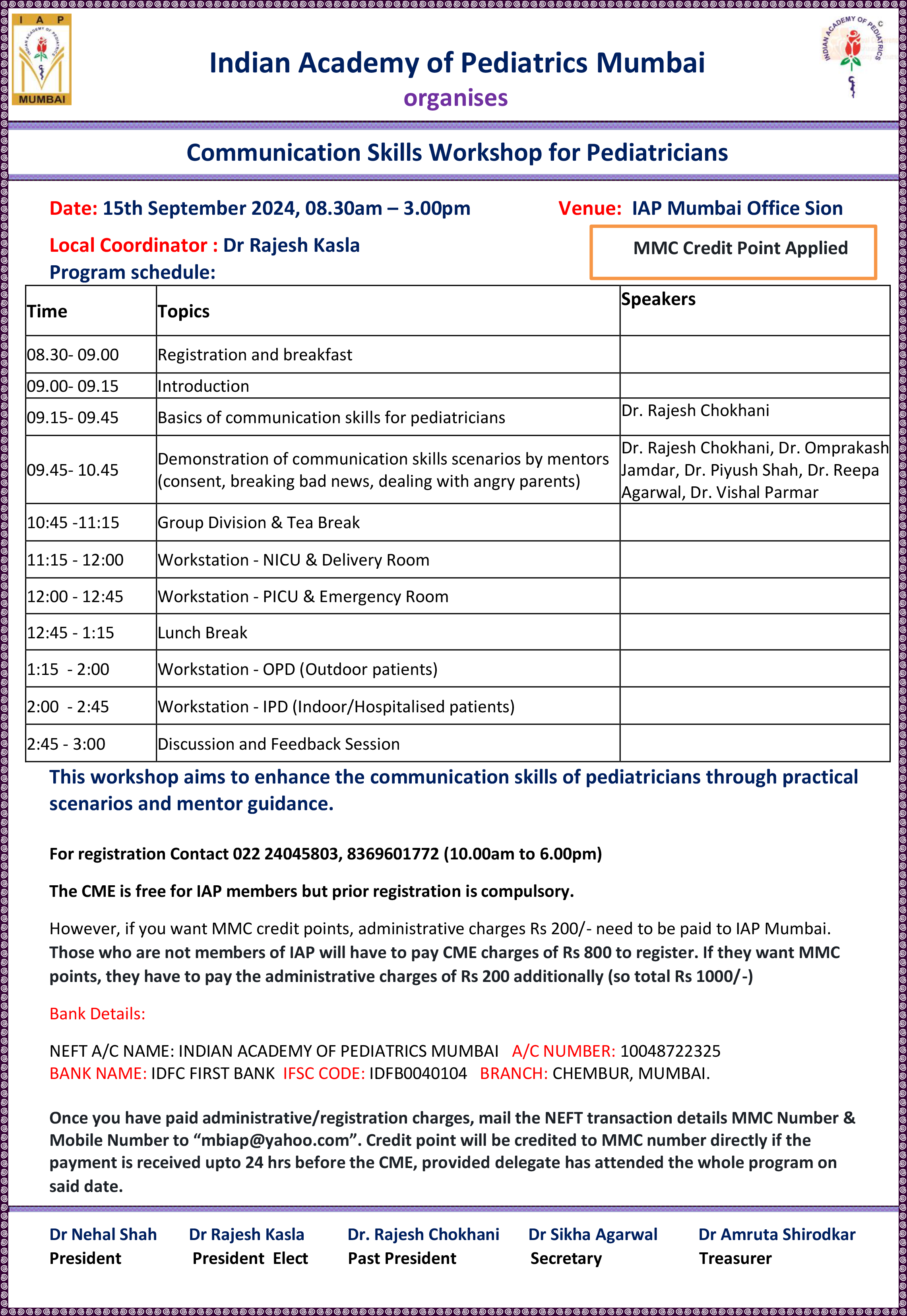 Communication Skills Workshop for Pediatricians