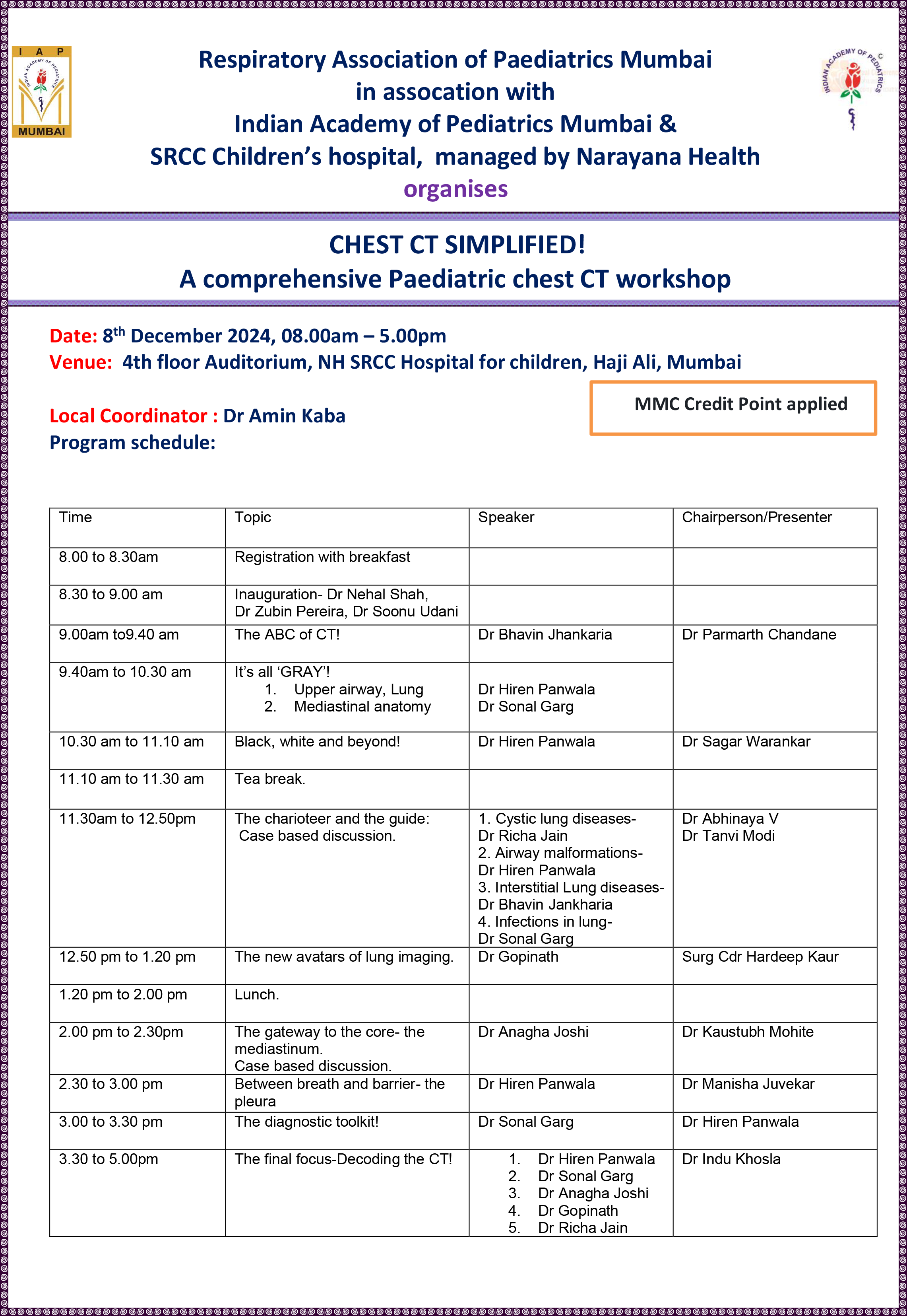 A comprehensive Paediatric chest CT workshop